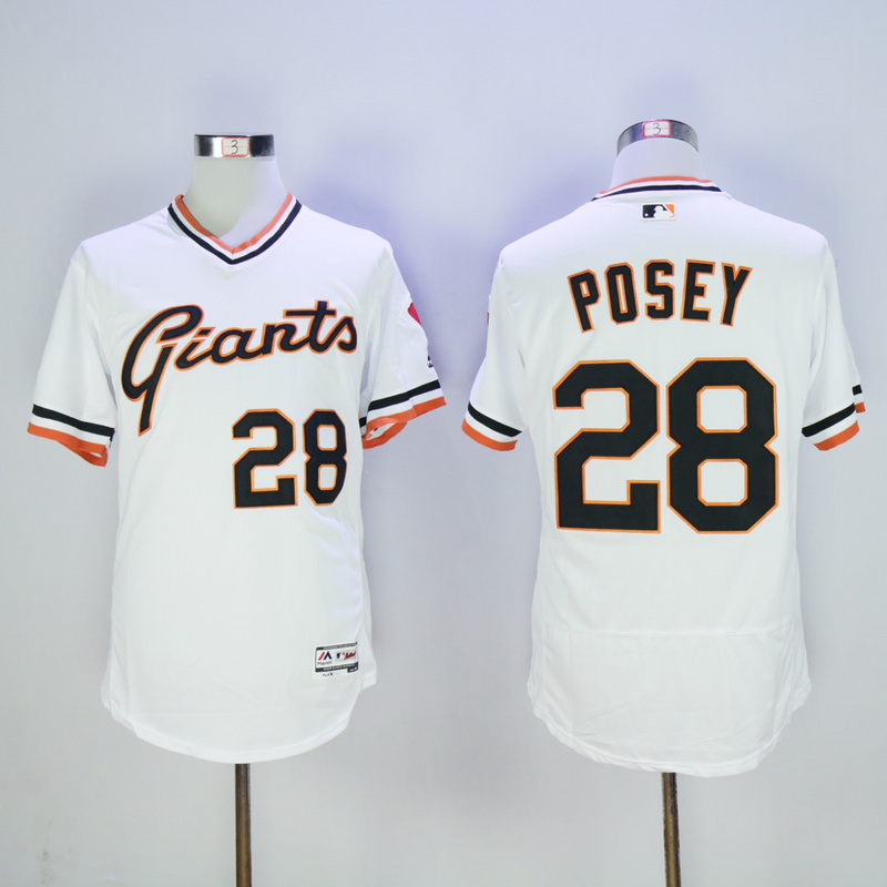 Men San Francisco Giants #28 Posey White Throwback Elite MLB Jerseys->san francisco giants->MLB Jersey